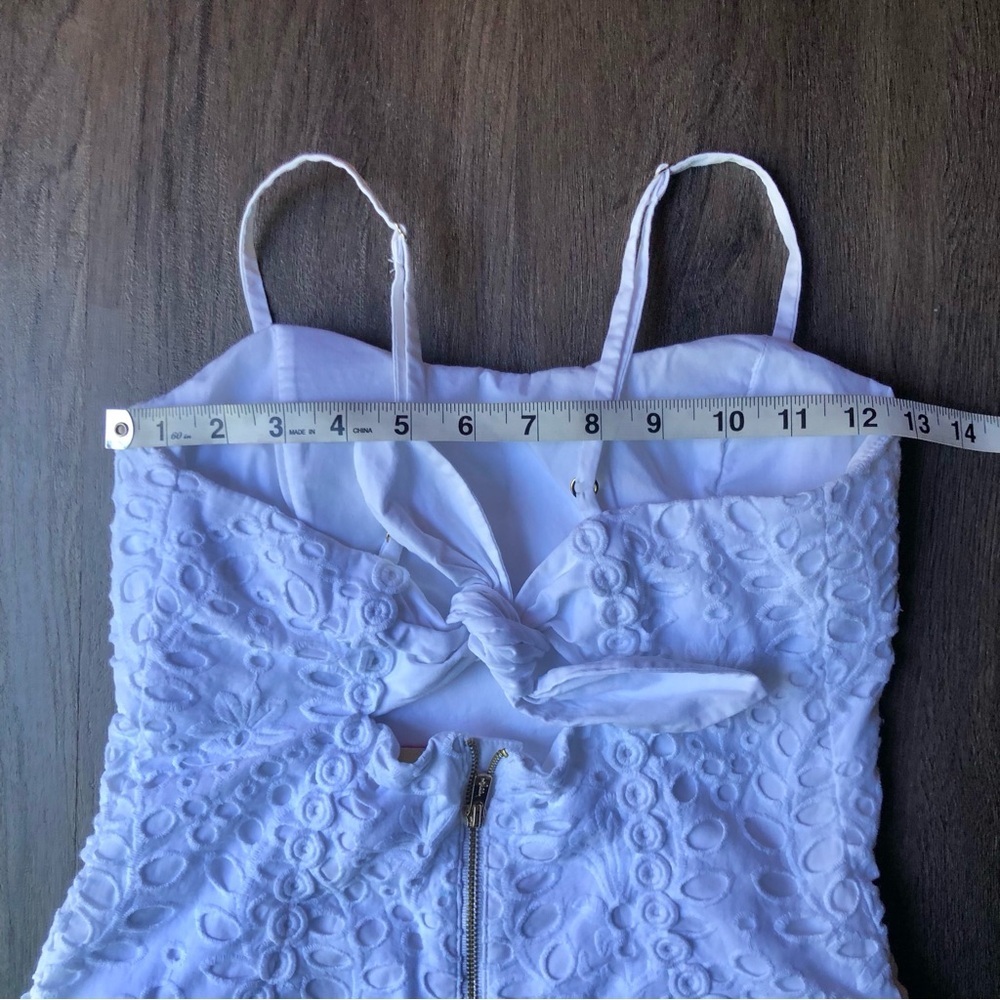 Lilly Pulitzer Shelli Eyelet Mini Dress Womens 0 White Cotton Resort Tropical - Picture 8 of 14